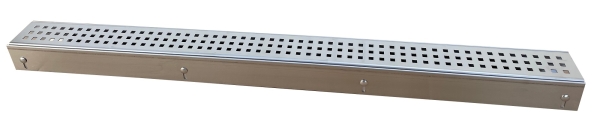 Edelstahlentwässerungsrinnen Bauhöhe 60 bis 80mm, Rost Quadratlochung SET Typ 5